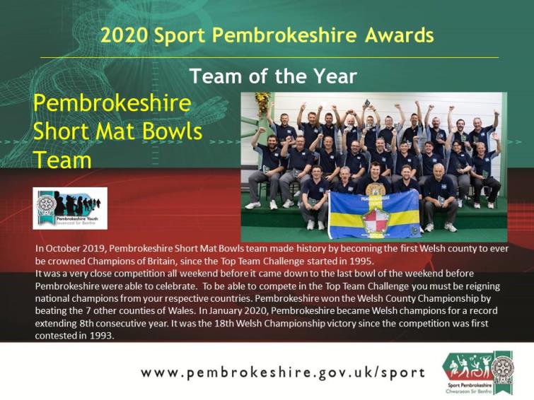 Team of the Year - Pembrokeshire Short Mat Bowls Team